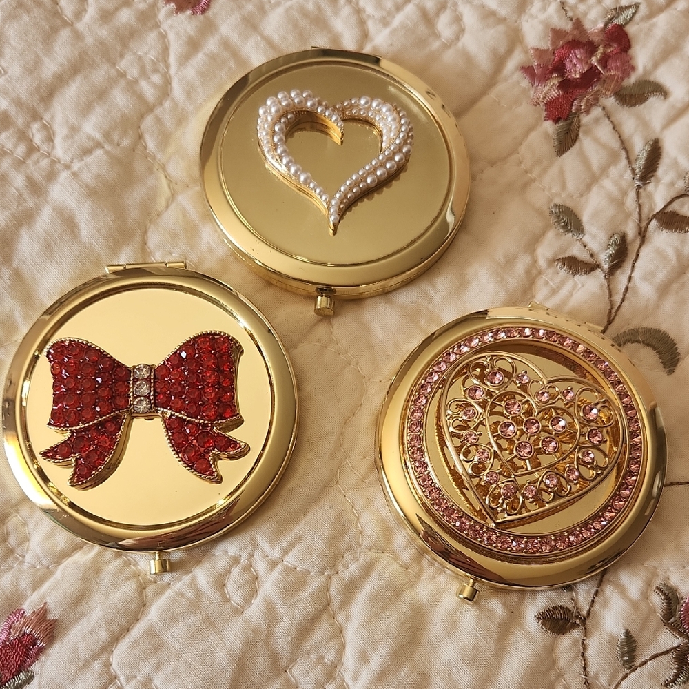 3 Gold Compact Mirrors